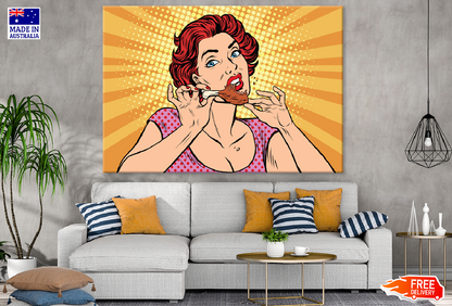 Girl Eating Chicken Illustration Print 100% Australian Made