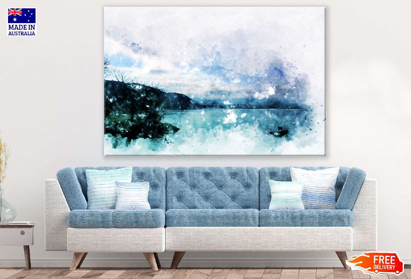 Lake & Mountains Abstract Design Print 100% Australian Made
