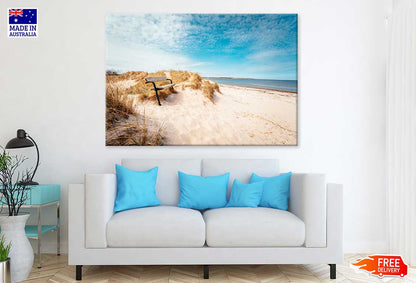 Bench on Sand Beach Photograph South Sweden Print 100% Australian Made