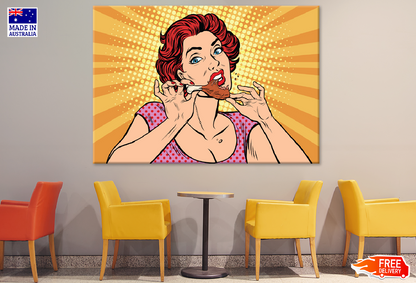 Girl Eating Chicken Illustration Print 100% Australian Made