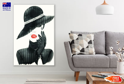 Woman with Elegant Hat B&W Abstract Design Print 100% Australian Made