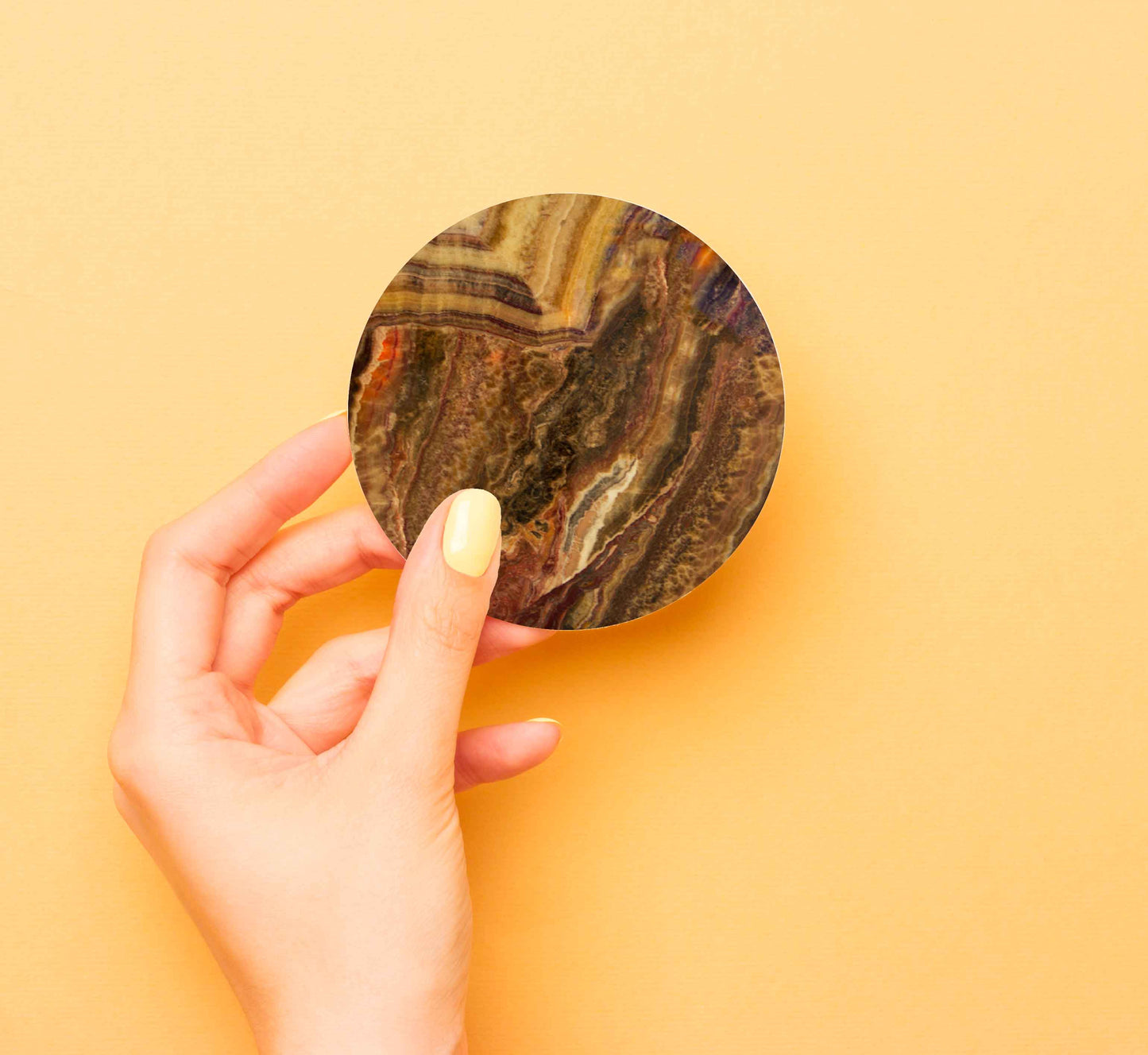 Golden Brown Abstract Coasters Wood & Rubber - Set of 6 Coasters