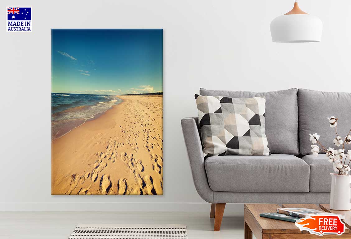 Baltic Beach with Footstep View Photograph Print 100% Australian Made