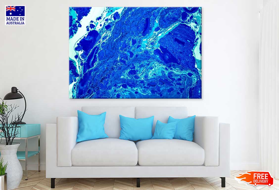 White & Blue Abstract Design Print 100% Australian Made