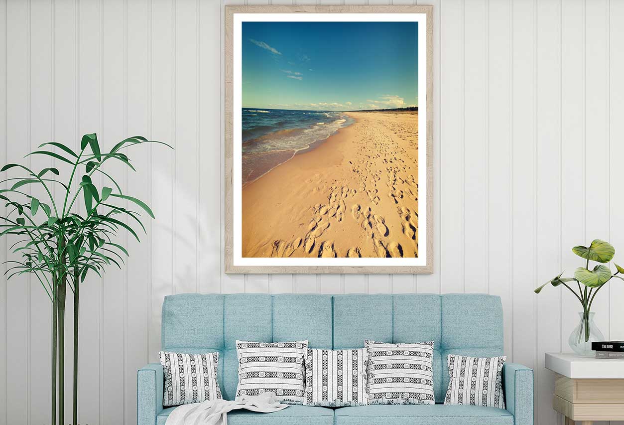 Baltic Beach with Footstep View Photograph Home Decor Premium Quality Poster Print Choose Your Sizes