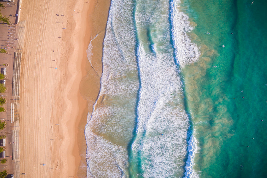 Aerial View of Sydney Beach Waves Photograph Print 100% Australian Made