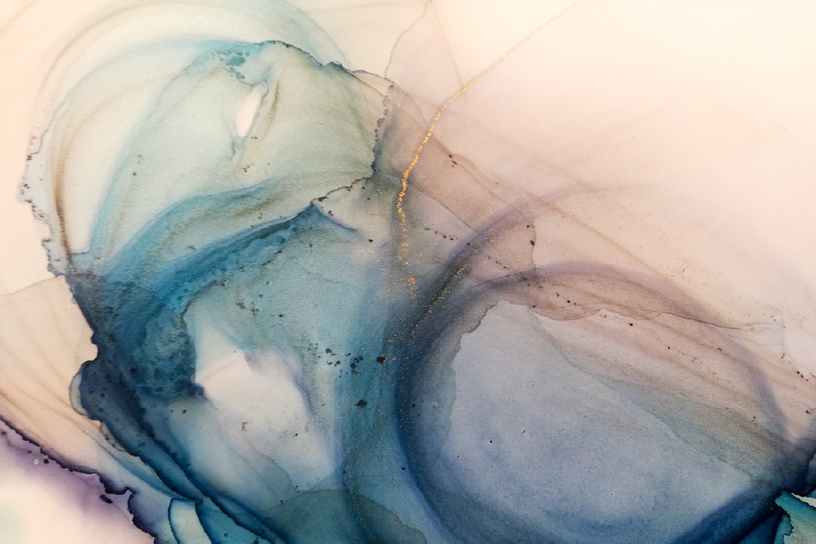 Brown Blue & Gold Abstract Design Print 100% Australian Made
