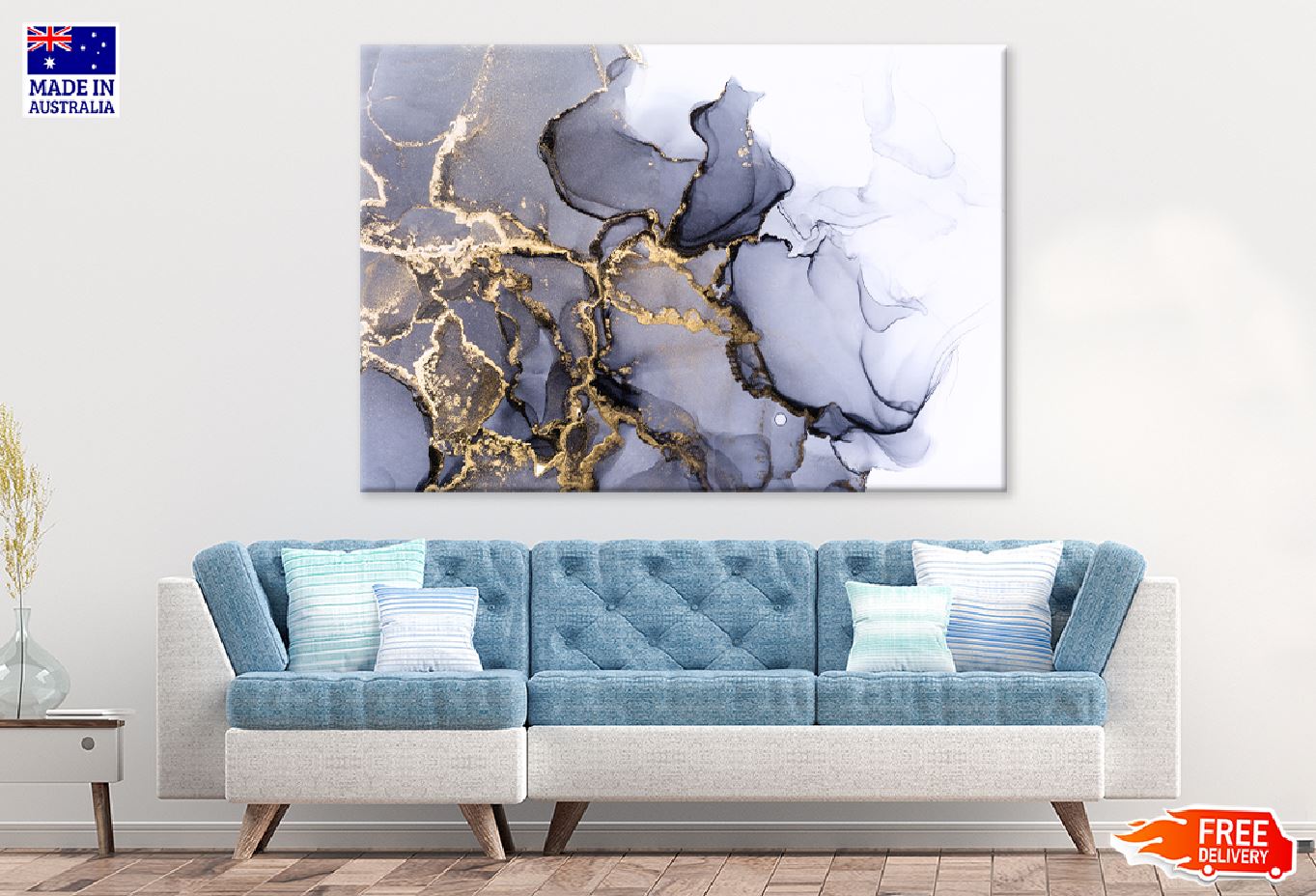 Black & Gold Lines Abstract Design Print 100% Australian Made