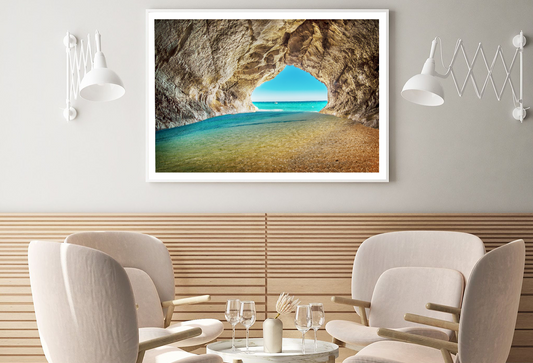 Rock Cave & Sea Sky View Photograph Home Decor Premium Quality Poster Print Choose Your Sizes