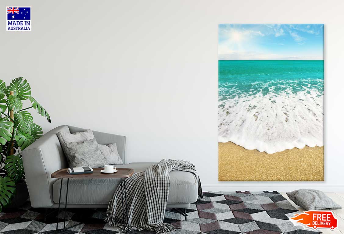 Green Sea Waves on Sandy Shore View Photograph Print 100% Australian Made