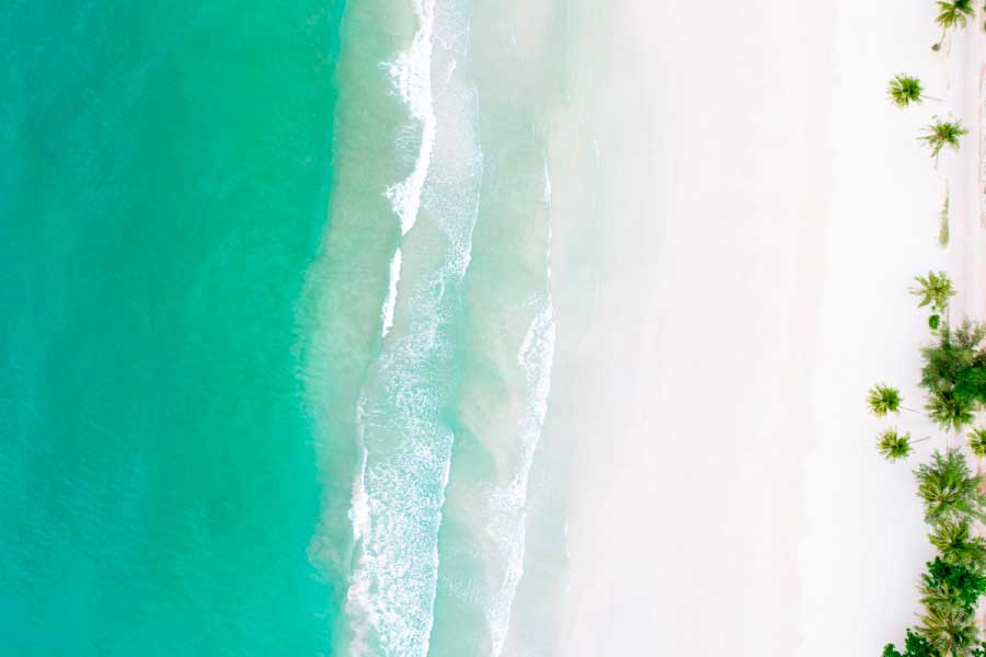 Bella Home Blue Sea & Palm Trees Aerial View Print Canvas Ready to hang