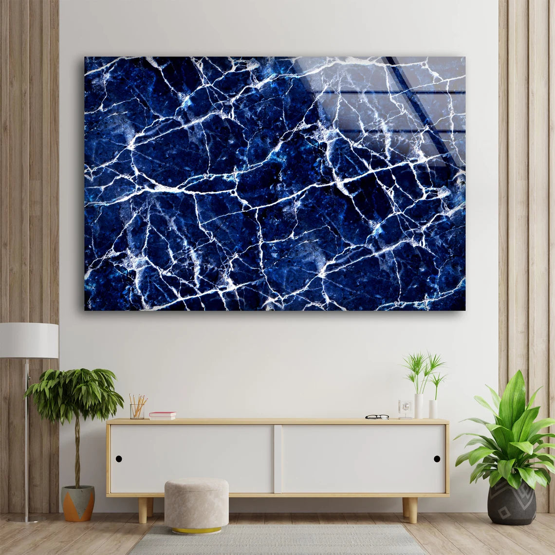 Blue & White Abstract Design Acrylic Glass Print Tempered Glass Wall Art 100% Made in Australia Ready to Hang