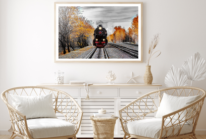 B&W Train & Autumn Trees Photograph Home Decor Premium Quality Poster Print Choose Your Sizes