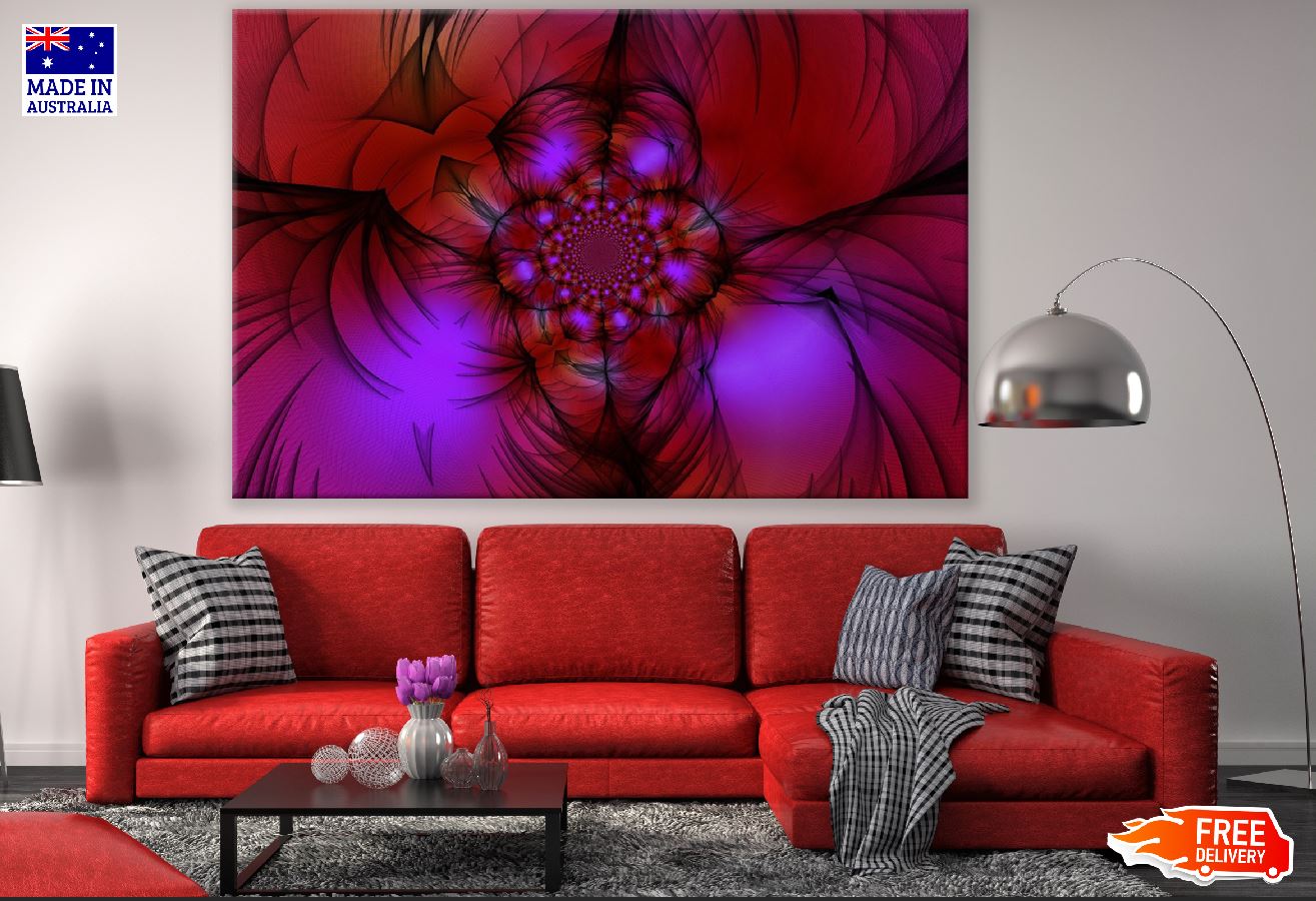 Red & Purple Dark Wave Abstract Design Print 100% Australian Made