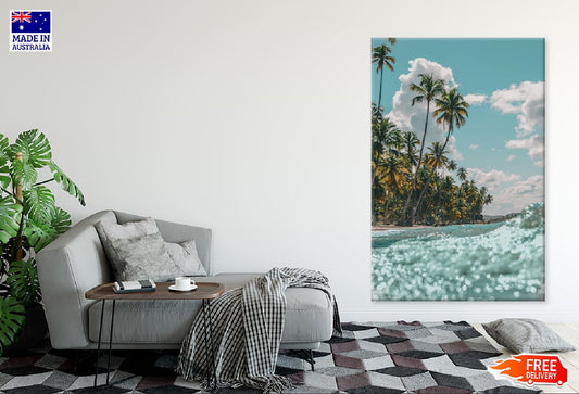 Beach Waves & Palm Trees View Photograph Print 100% Australian Made