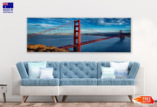 Panoramic Canvas Golden Gate Bridge Scenery Photograph High Quality 100% Australian Made Wall Canvas Print Ready to Hang