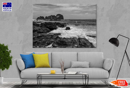 Bamboo Island Rocky Seascape B&W Photograph Print 100% Australian Made