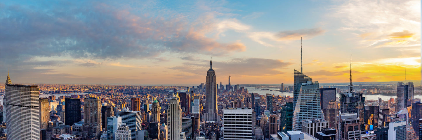 Panoramic Canvas New York City Sunset View Photograph High Quality 100% Australian Made Wall Canvas Print Ready to Hang