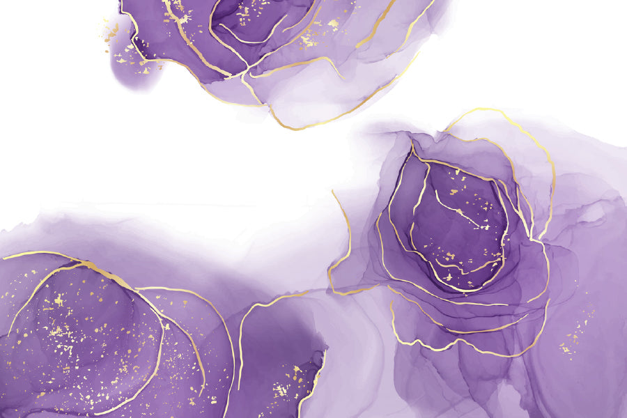 Purple Ink & Gold Lines Abstract Design Home Decor Premium Quality Poster Print Choose Your Sizes