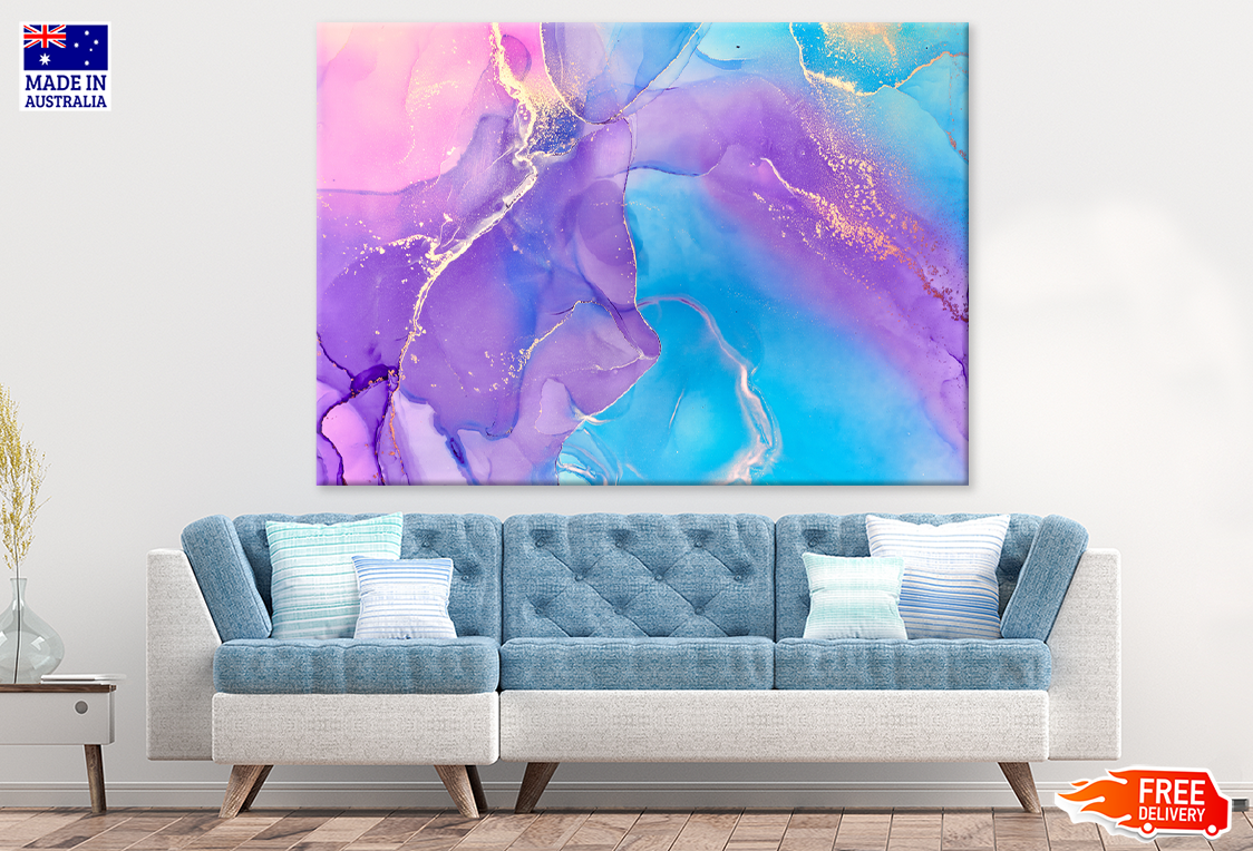 Purple Blue Pink & Gold Abstract Design Print 100% Australian Made