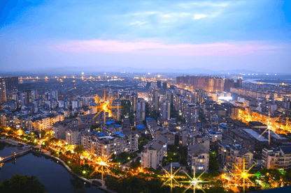 City at Night Airview Print 100% Australian Made