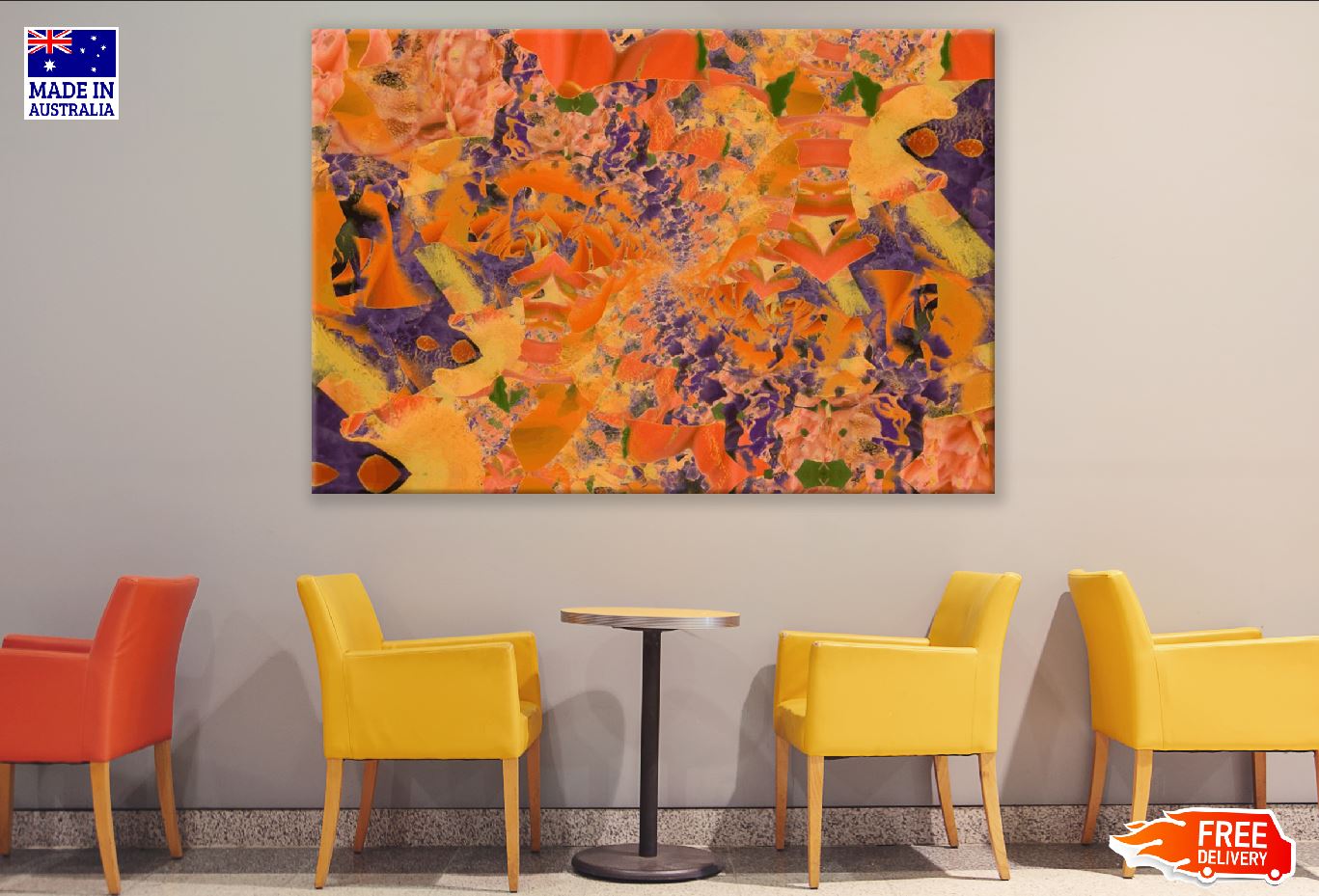 Orange Purple Abstract Design Print 100% Australian Made