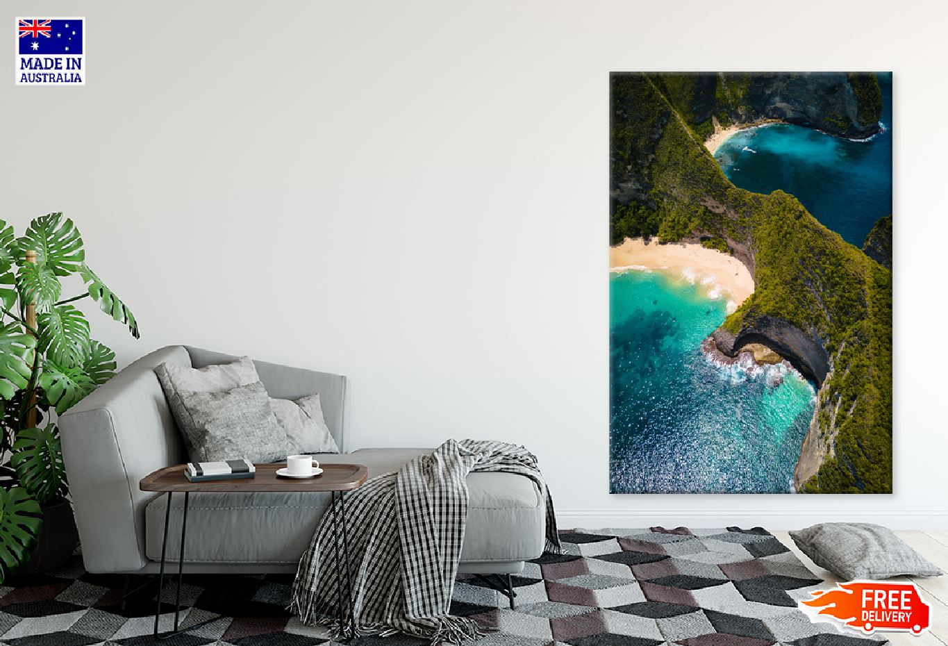 Ocean Surrounded by Cliffs Aerial View Photograph Print 100% Australian Made