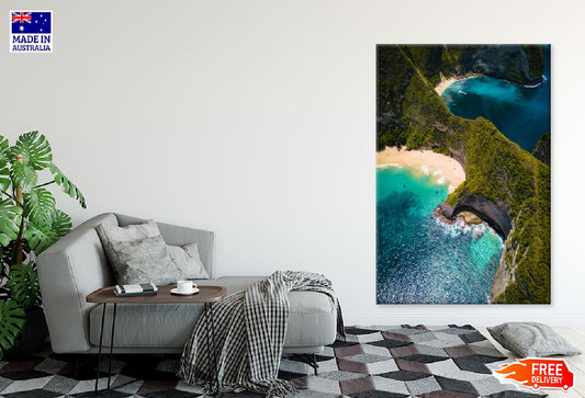 Ocean Surrounded by Cliffs Aerial View Photograph Print 100% Australian Made