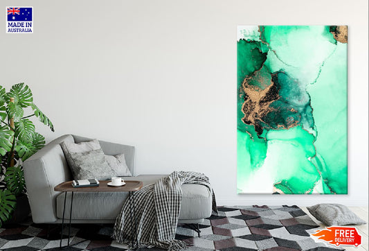 Green & Gold Marble Abstract Design Print 100% Australian Made