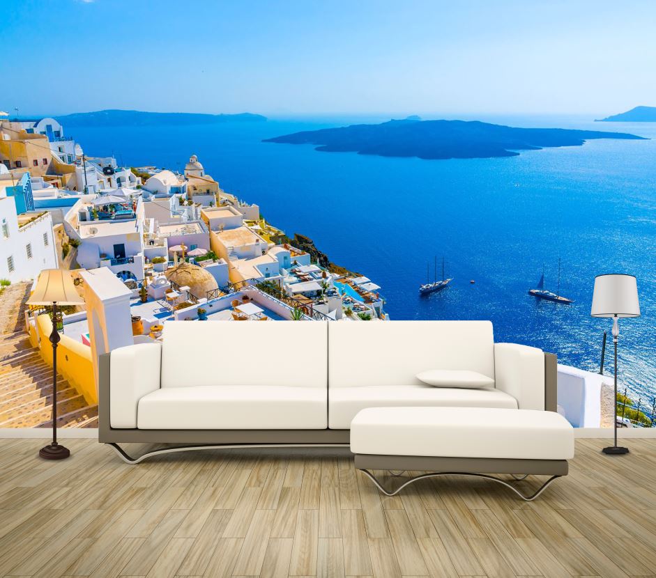 Wallpaper Murals Peel and Stick Removable Stunning Beach with City View High Quality