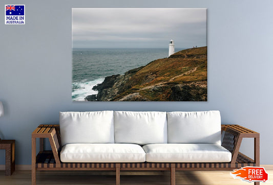 Lighthouse Covered Hill By Ocean Photograph Print 100% Australian Made