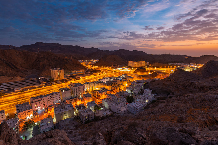 Bella Home Hatat Skyline Sunset View Muscat Print Canvas Ready to hang