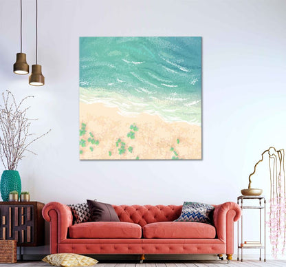 Square Canvas Aerial Sandy Beach Vector Art High Quality Print 100% Australian Made