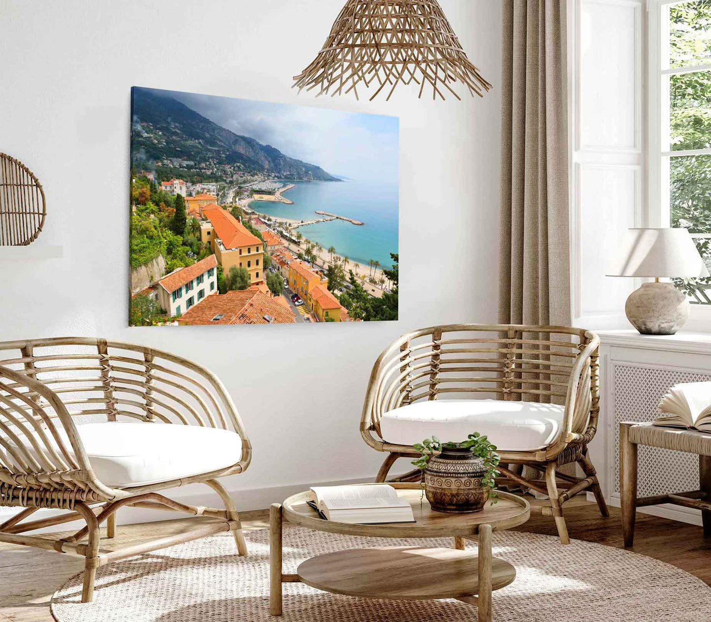 Bella Home Menton Town & French Riviera View Print Canvas Ready to hang