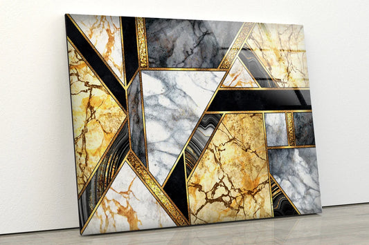 Gold Black White Marble Design Acrylic Glass Print Tempered Glass Wall Art 100% Made in Australia Ready to Hang