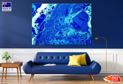 White & Blue Abstract Design Print 100% Australian Made