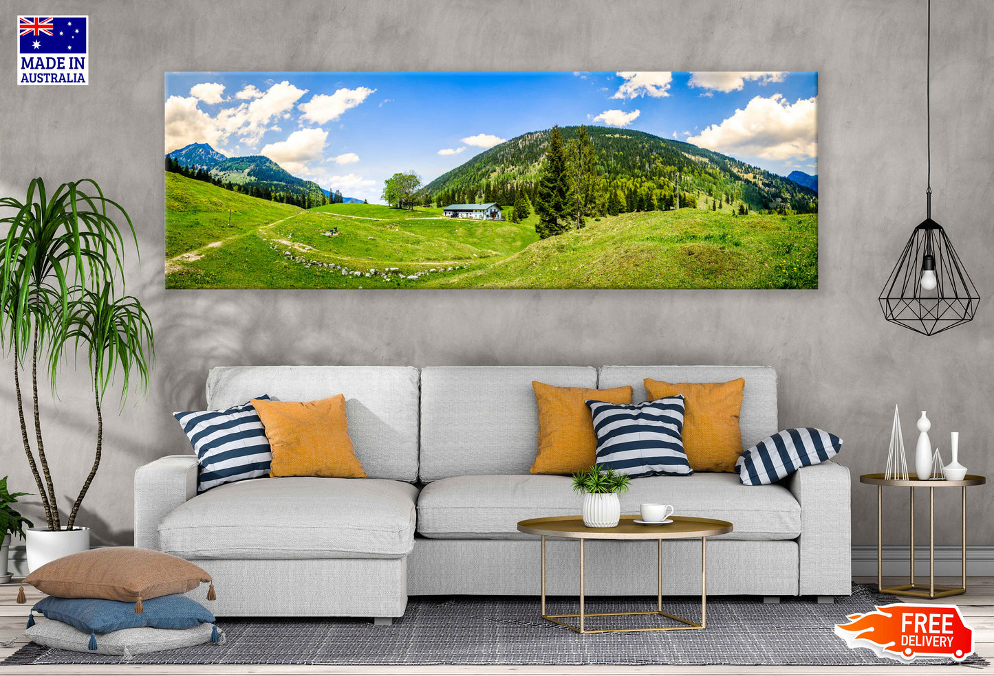 Panoramic Canvas Wendelstein Field View Photograph High Quality 100% Australian Made Wall Canvas Print Ready to Hang
