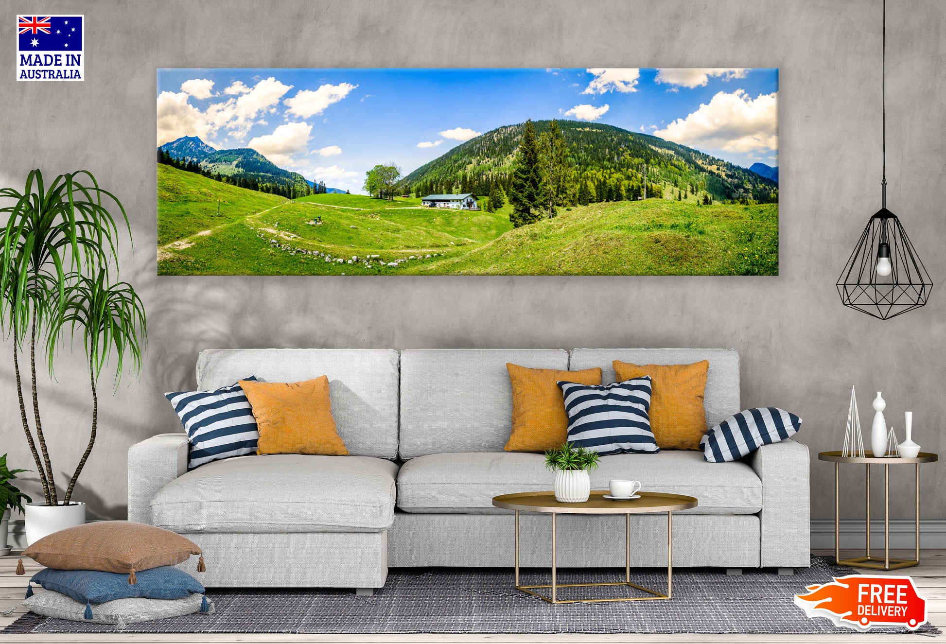 Panoramic Canvas Wendelstein Field View Photograph High Quality 100% Australian Made Wall Canvas Print Ready to Hang
