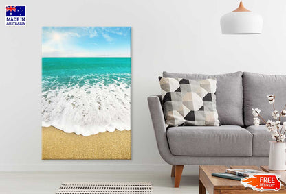 Green Sea Waves on Sandy Shore View Photograph Print 100% Australian Made