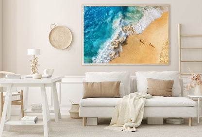 Azure Sea & People Aerial View Photograph Home Decor Premium Quality Poster Print Choose Your Sizes