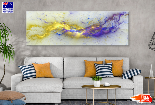 Panoramic Canvas Purple Yellow Abstract Design High Quality 100% Australian made wall Canvas Print ready to hang