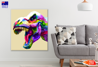 Colourful Abstract Dinosaur Face Portrait Art Print 100% Australian Made