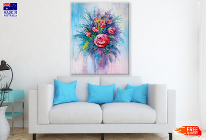 Colourful Rose Flower Bunch Painting Print 100% Australian Made