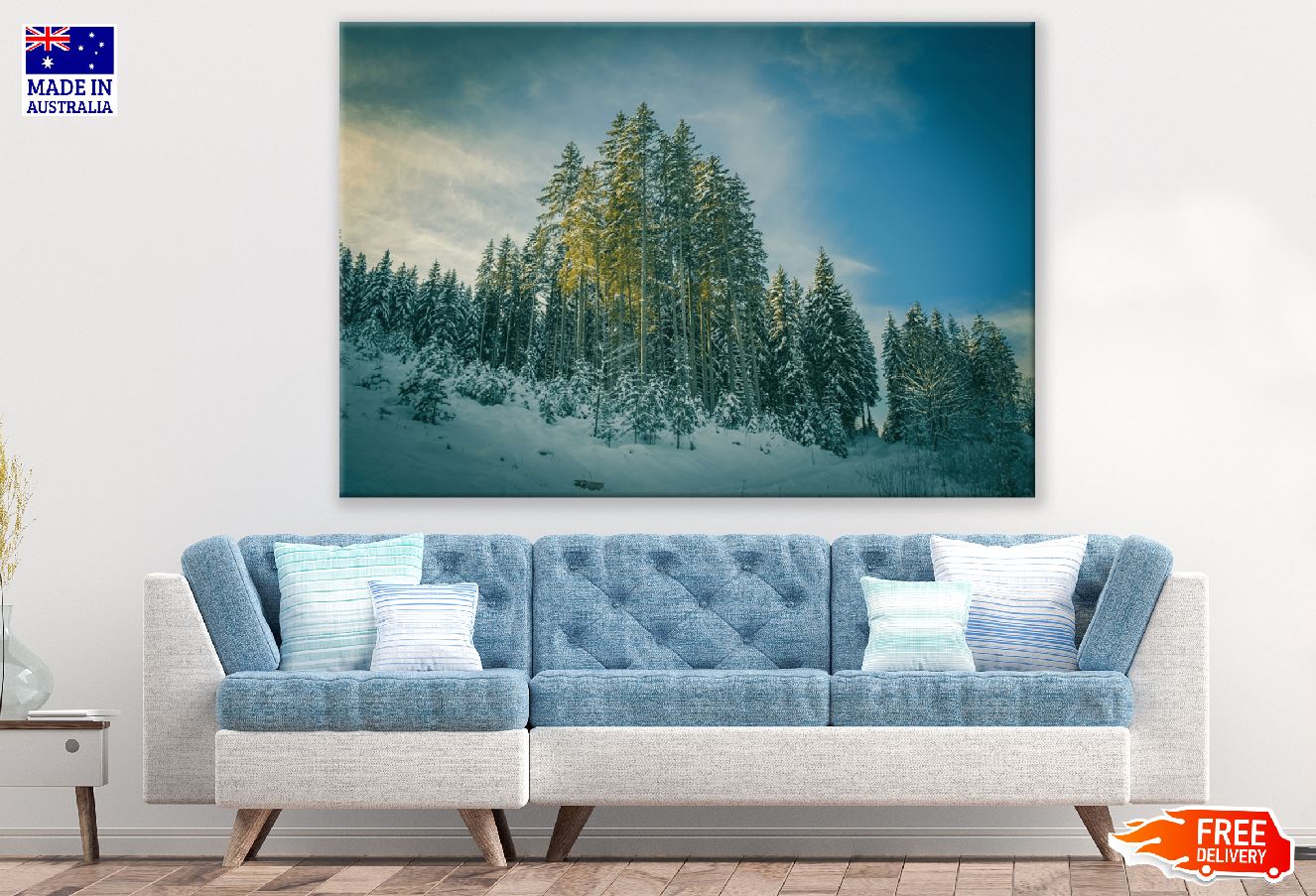 Winter Snow Forest & Blue Sky Photograph Print 100% Australian Made