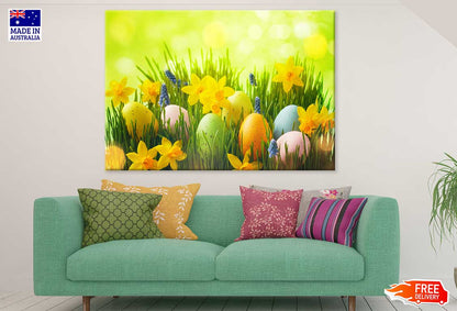 Spring Flowers With Easter Eggs View Photograph Print 100% Australian Made