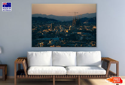 Barcelona City Sunset View Photograph Print 100% Australian Made