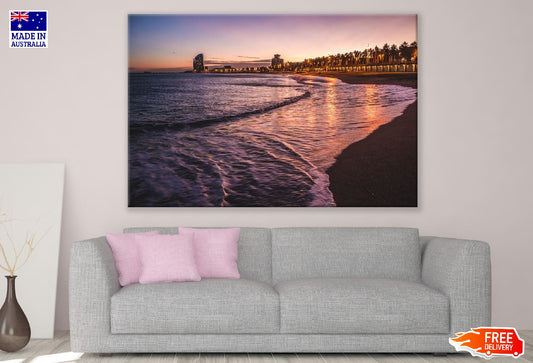 Barcelona City Beach View Sunset Photograph Print 100% Australian Made