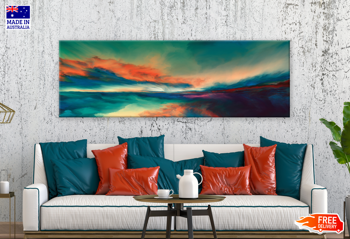 Panoramic Canvas Abstract Cloud Design High Quality 100% Australian made wall Canvas Print ready to hang