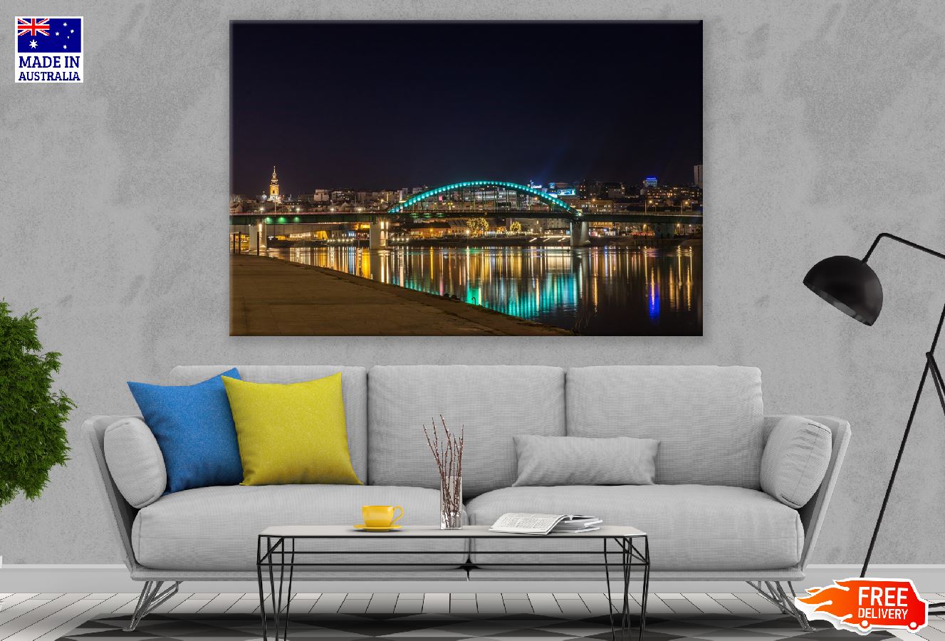 Belgrade Bridge Night View Photograph, Serbia Print 100% Australian Made