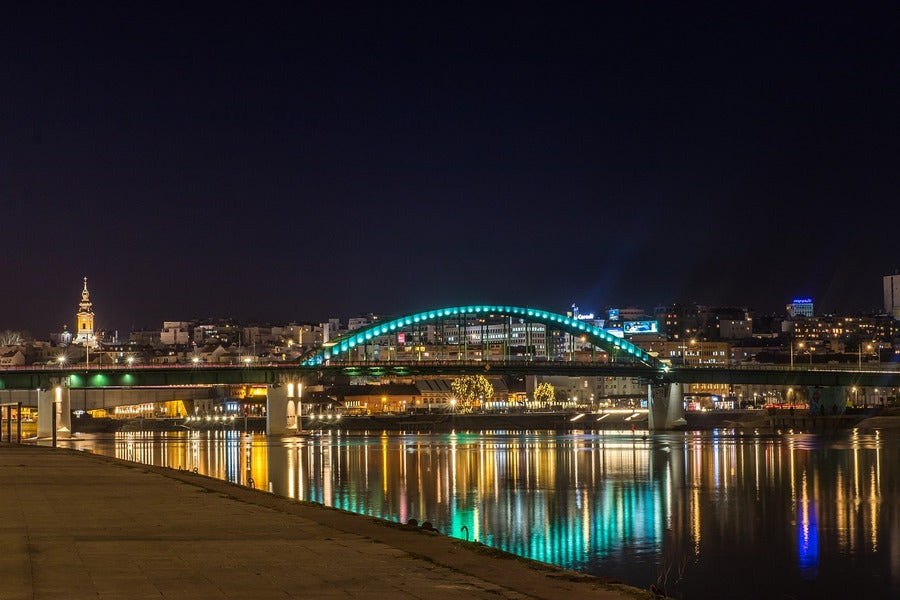 Belgrade Bridge Night View Photograph, Serbia Print 100% Australian Made